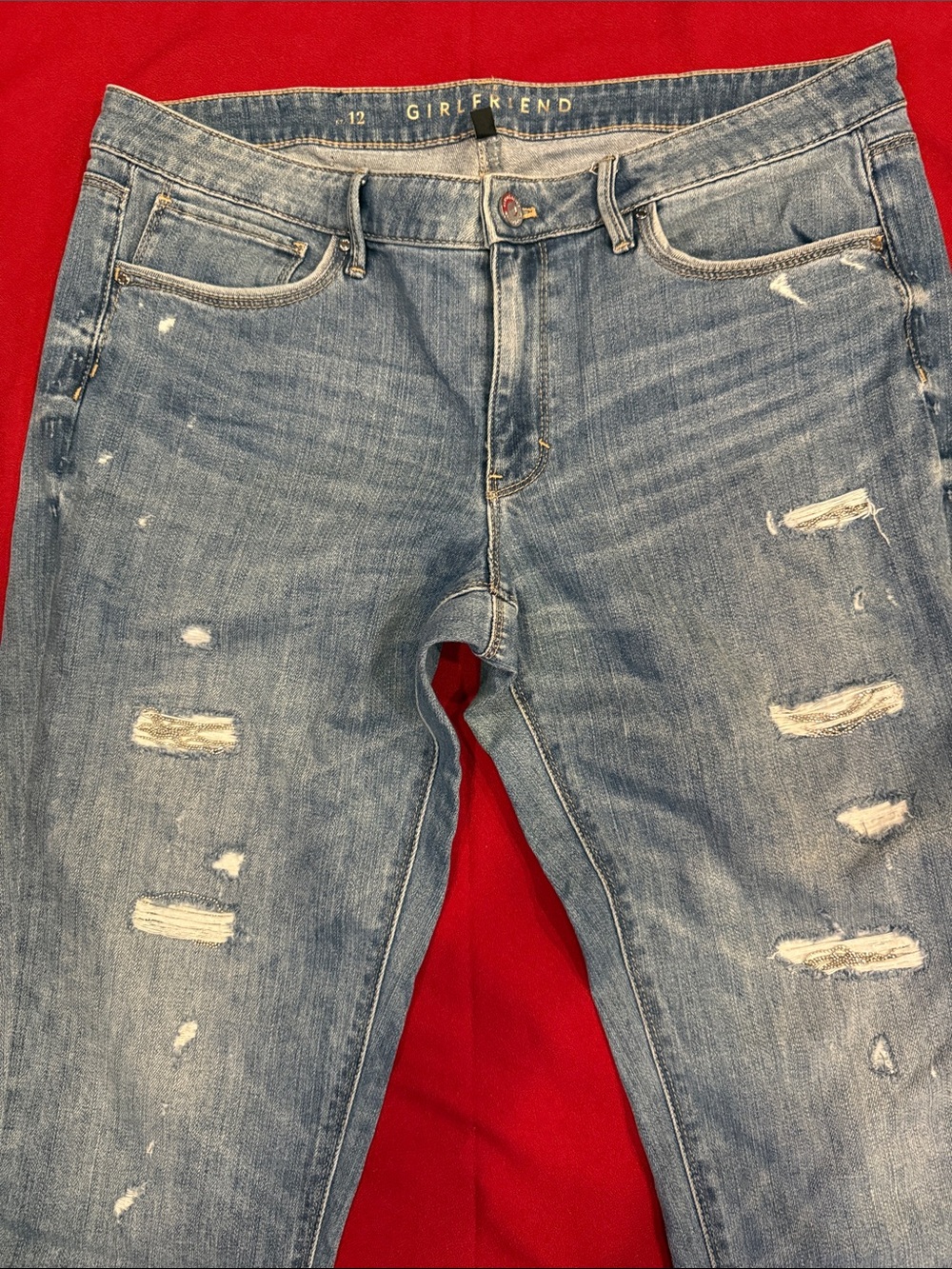 White House Black Market  Straight Jeans with rhinestones